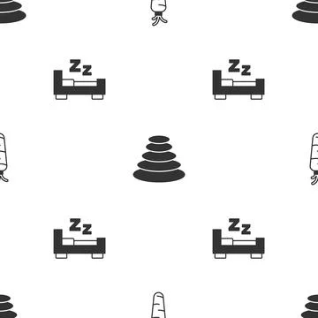 Set Carrot, Stack hot stones and Time sleep on seamless pattern. Vector 스톡 일러스트
