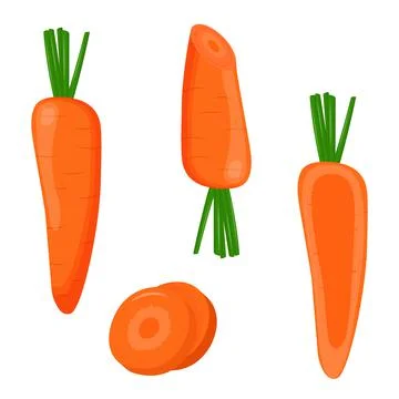 Set of carrots isolated on white background. Flat vector illustration Stock Illustration