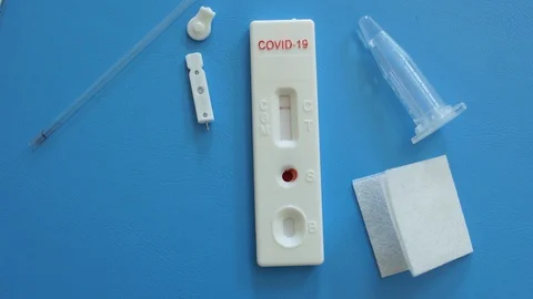 Set for carrying out express diagnostics blood on coronovirus covid-19. Negative Stock Footage 129014014