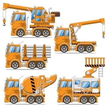 Set of cars for construction. Stock Illustration