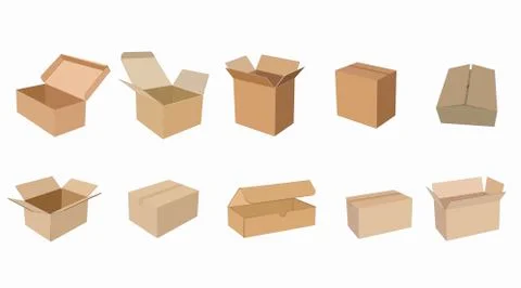 Set of Carton Boxes Stock Illustration