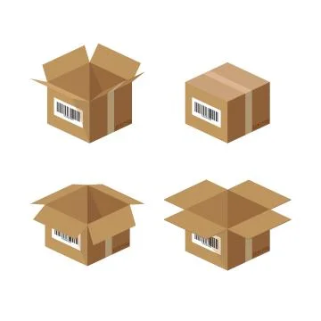 Set of carton paper box - illustration Stock Illustration