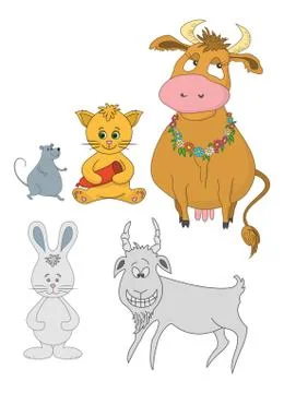 Set cartoon animals Stock Illustration