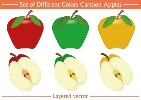 Set of Cartoon Apple Vector on Isolated White Background Stock Illustration