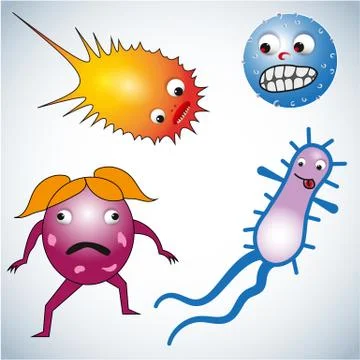 Set of Cartoon bacteria Stock Illustration