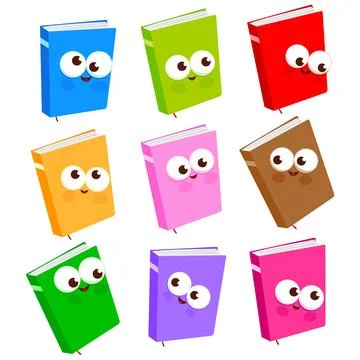 Set of cartoon book characters. Vector illustration Stock Illustration