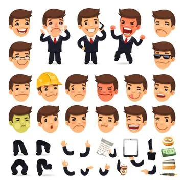 Set of Cartoon Businessman Character for Your Design Stock Illustration