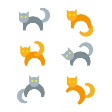 Set of cartoon cats in different poses 스톡 일러스트