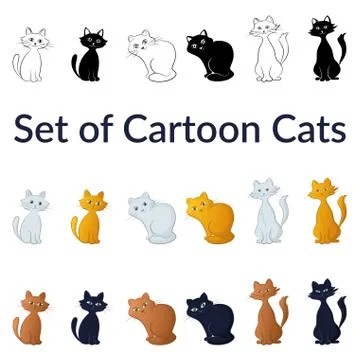 Set of Cartoon Cats Stock-Illustration