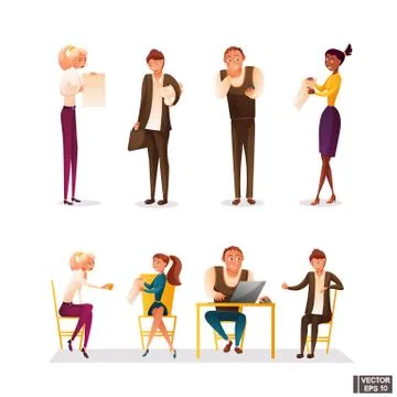 Set of cartoon characters office workers team. Stock Illustration