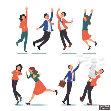 Set of cartoon characters office workers team. イラスト素材