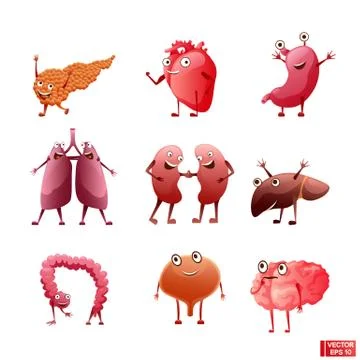 Set of cartoon characters organs. イラスト素材