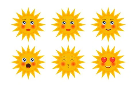Set cartoon characters of sun Stock Illustration