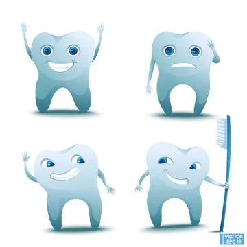 Set of cartoon characters teeth. Иллюстрация