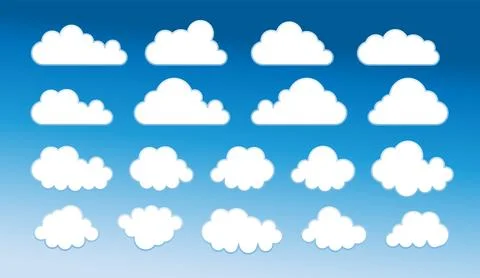 Set of cartoon cloud in a flat design. White cloud. Vector Stock Illustration