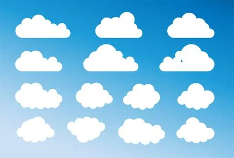 Set of cartoon cloud in a flat design. White cloud. Vector イラスト素材