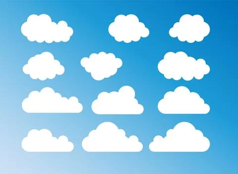 Set of cartoon cloud in a flat design. White cloud. Vector イラスト素材