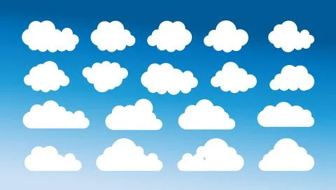 Set of cartoon cloud in a flat design. White cloud. Vector イラスト素材