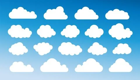 Set of cartoon cloud in a flat design. White cloud. Vector イラスト素材