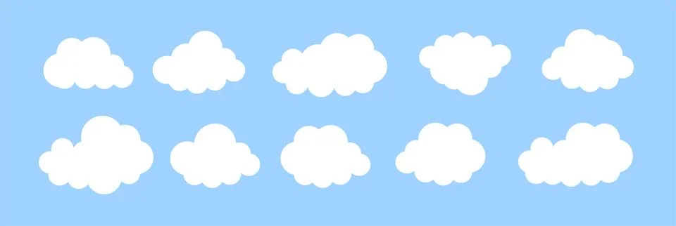 Set of cartoon cloud in a flat design. White cloud. Vector イラスト素材