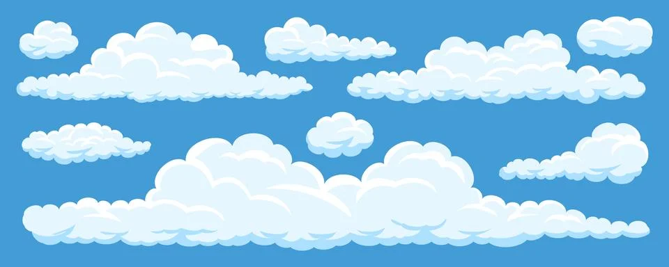 Set of cartoon clouds Stock Illustration