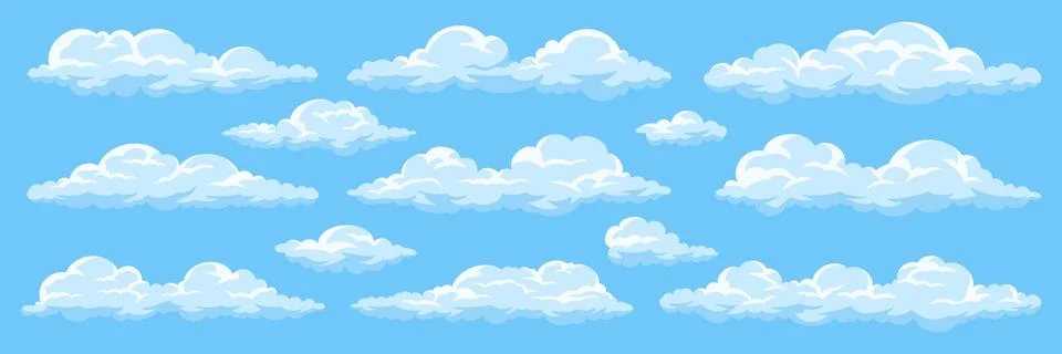 Set of cartoon clouds Illustrazione stock