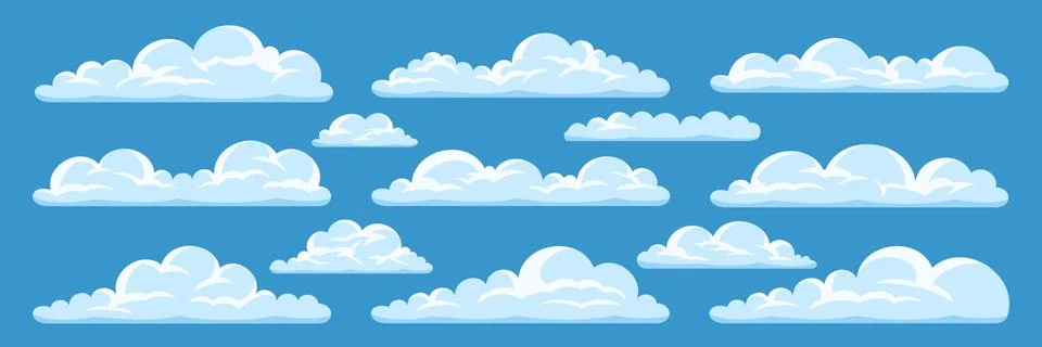 Set of cartoon clouds Stock Illustration