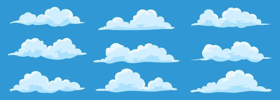 Set of cartoon clouds Stock Illustration