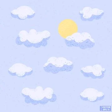 Set of cartoon clouds. Иллюстрация