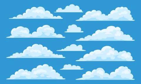 Set of cartoon clouds Stock Illustration