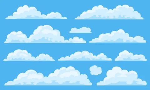 Set of cartoon clouds Stock Illustration