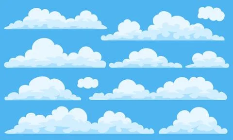 Set of cartoon clouds Stock Illustration