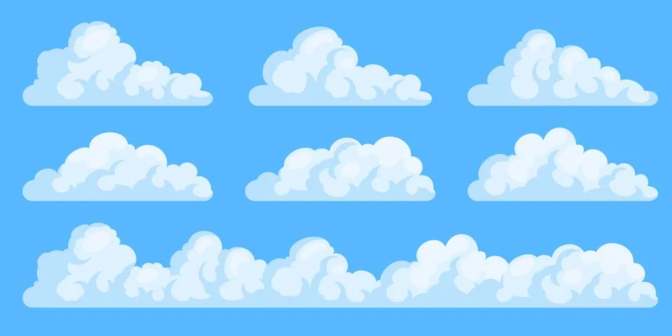 Set of cartoon clouds Stock Illustration