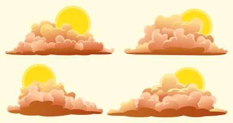 Set of cartoon clouds Stock Illustration