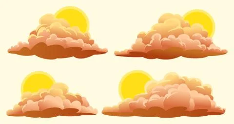 Set of cartoon clouds Stock Illustration
