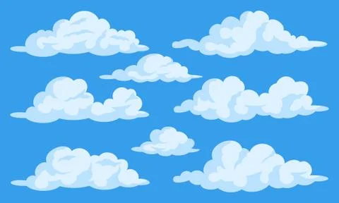 Set of cartoon clouds Stock Illustration