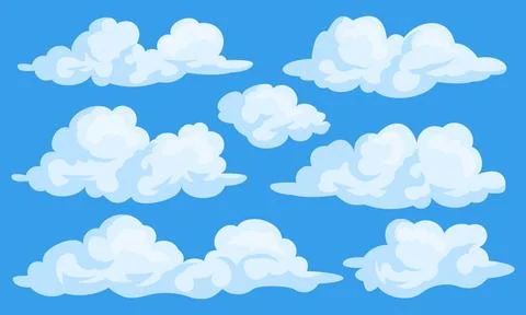 Set of cartoon clouds Stock Illustration