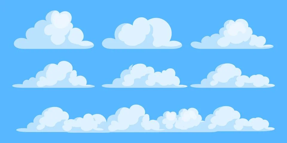 Set of cartoon clouds Stock Illustration