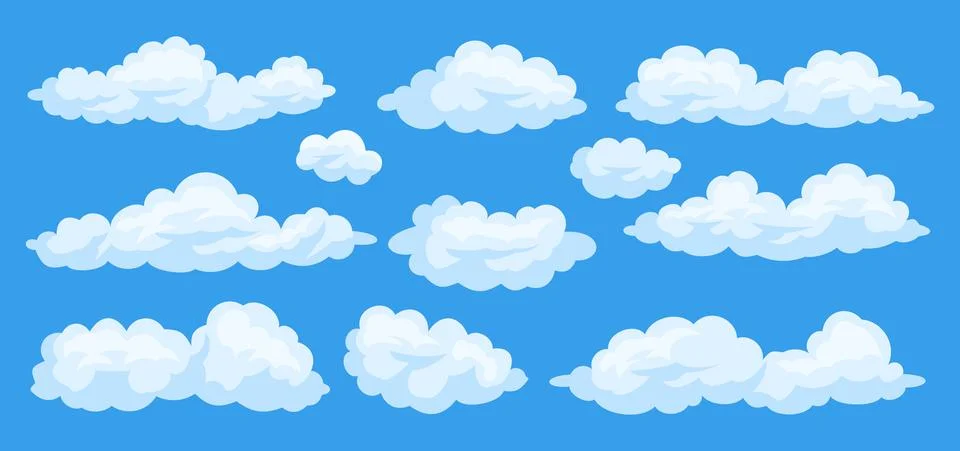 Set of cartoon clouds Stock Illustration