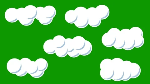 A Set of Cartoon Clouds in Stop Motion Style on a Green Screen Background Stock Footage 103762563
