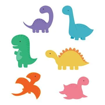 Set with cartoon dinosaurs Stock Illustration
