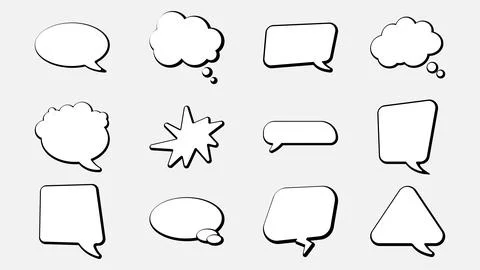 Set of cartoon empty comic style speech bubbles Illustrazione stock
