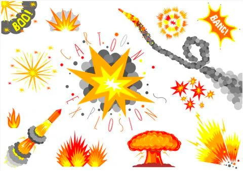 Set cartoon explosions Stock Illustration