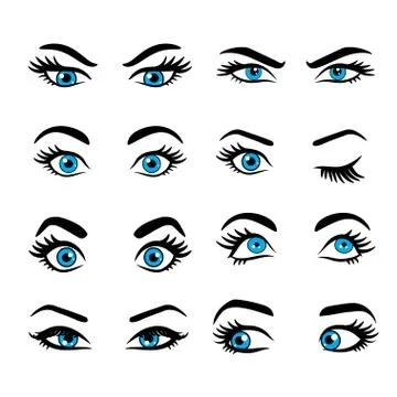 Set of cartoon eyes. Ilustração Stock