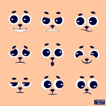 Set of cartoon faces animals. Stockillustratie