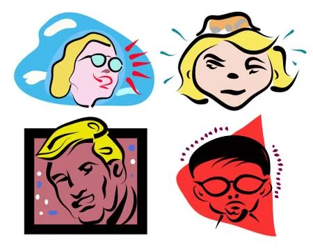 Set of Cartoon faces Stock Illustration