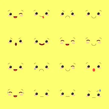Set of cartoon faces. Stock Illustration