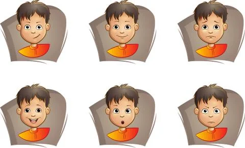 Set of cartoon faces with various expressions emotions icons for you design Stock Illustration