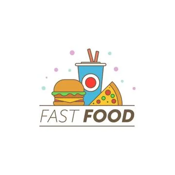 Set of cartoon fast food. Vector illustration, eps10, isolated on white. Stock Illustration