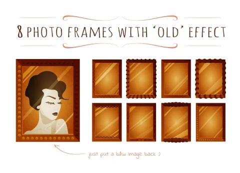 Set of cartoon flat photo frames Stock Illustration